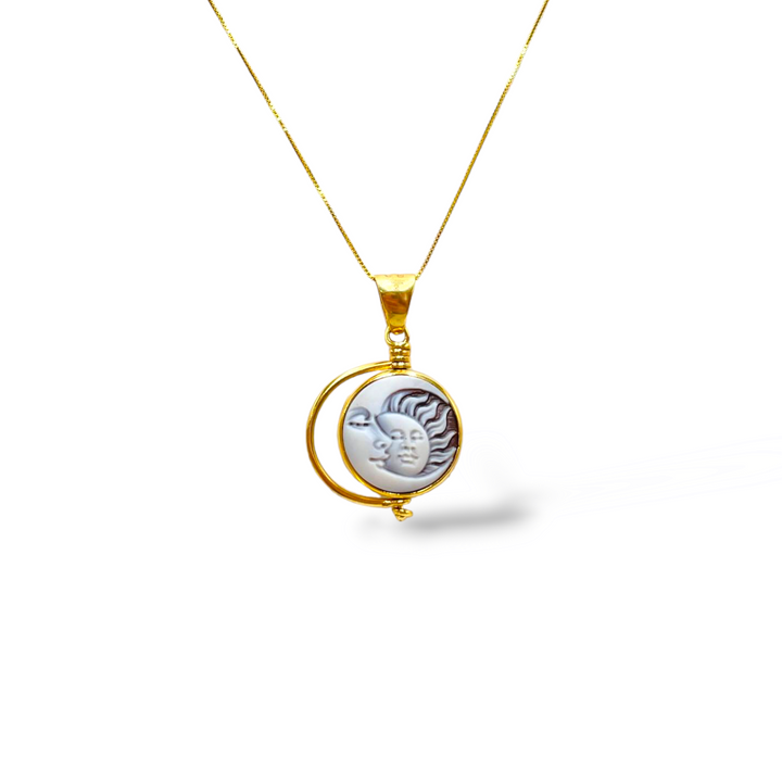 Double rotating cameo pendant mounted on silver
