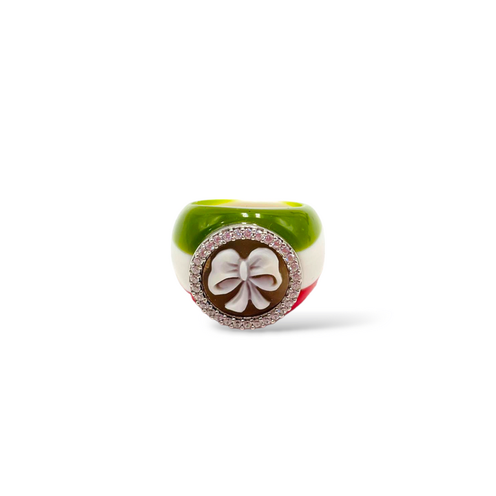 MADE IN ITALY COLLECTION - JUBILEE 2025 - "BOW" RING IN CAMEO MOUNTED ON SILVER