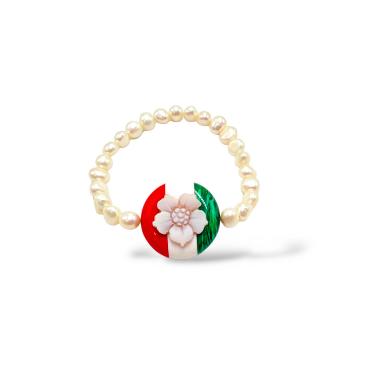 Collezione made in Italy - GIUBILEO 2025 - Bracciale fiore in cammeo montato su agata colorata