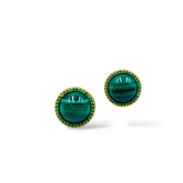 END OF COLLECTION - Malachite hoop earrings mounted on silver