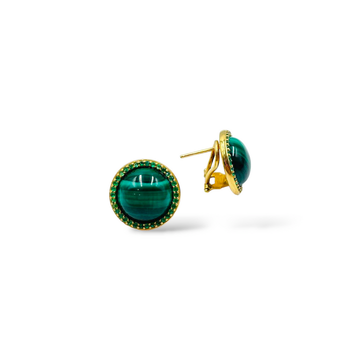 END OF COLLECTION - Malachite hoop earrings mounted on silver