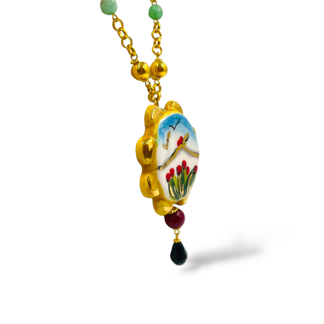 Ceramic flower pendant