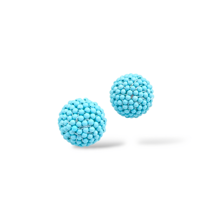 Turquoise paste earrings with fabric workmanship mounted on silver
