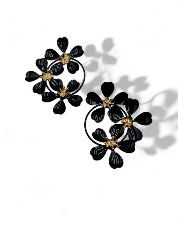END OF COLLECTION - Black and white flower earrings