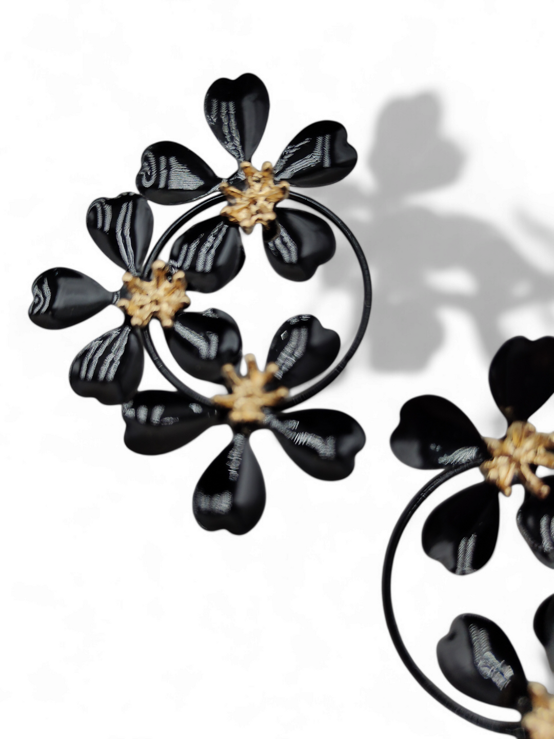 END OF COLLECTION - Black and white flower earrings
