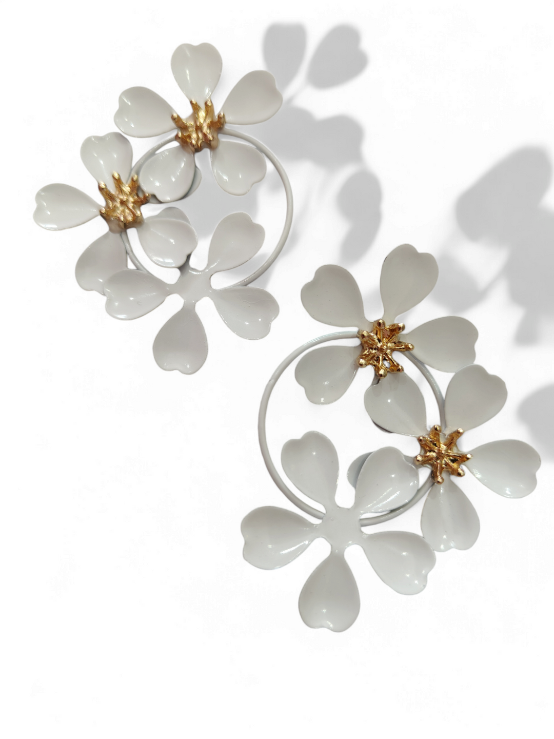 END OF COLLECTION - Black and white flower earrings