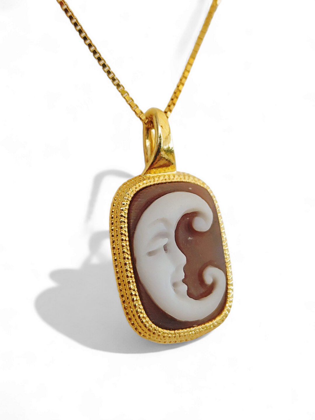 Collana luna in cammeo montato su argento