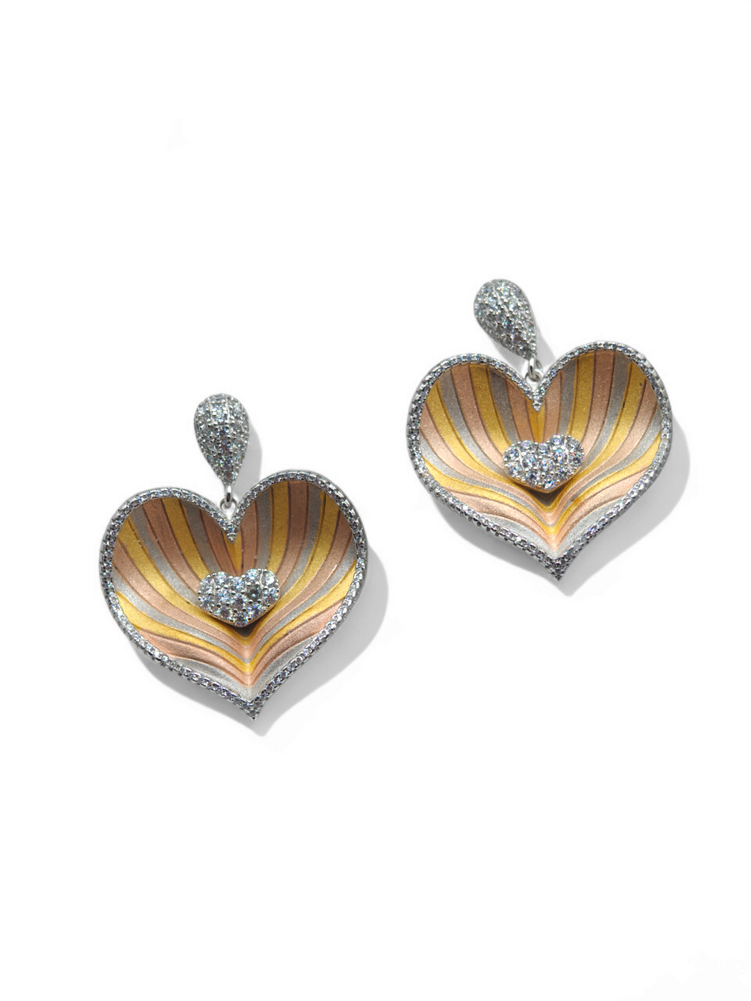 Orecchini cuori in argento multicolor