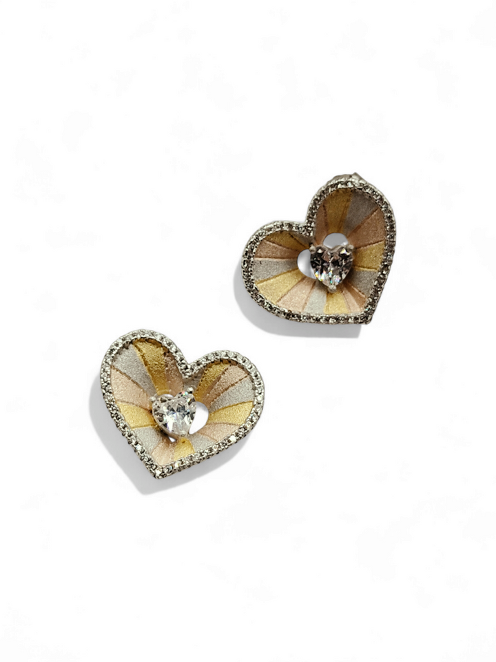 Orecchini cuori in argento multicolor