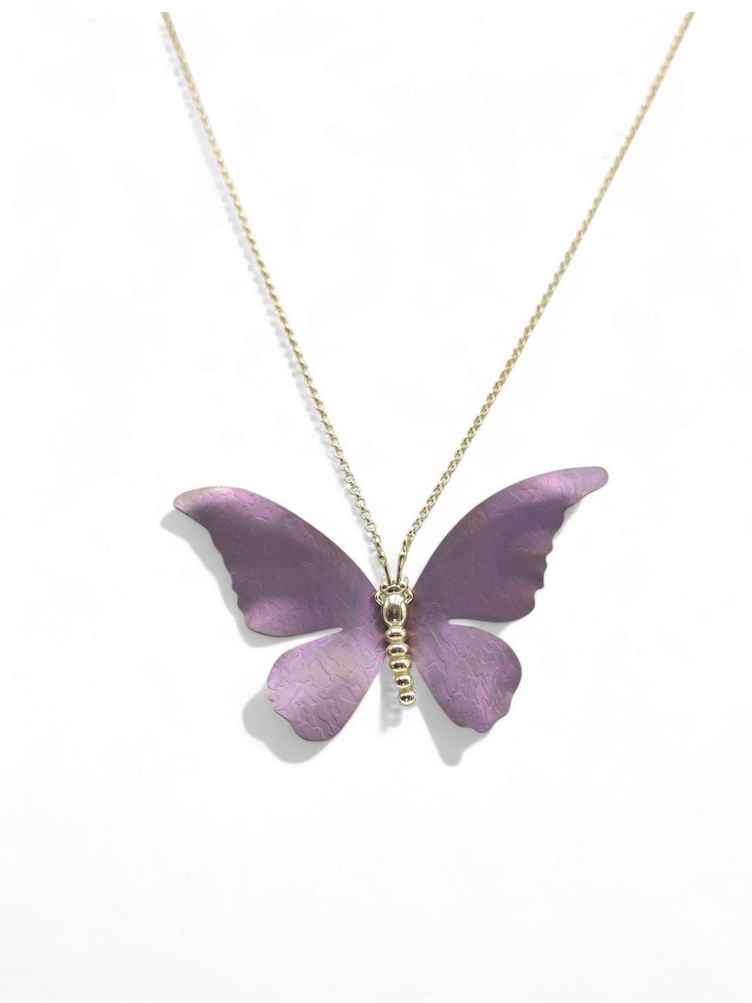 Butterfly necklace in titanium mounted on silver