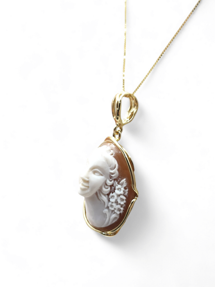 END OF COLLECTION - "goddess of love" pendant necklace in cameo mounted on silver