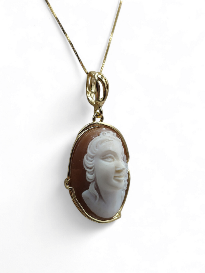 END OF COLLECTION - "goddess of love" pendant necklace in cameo mounted on silver