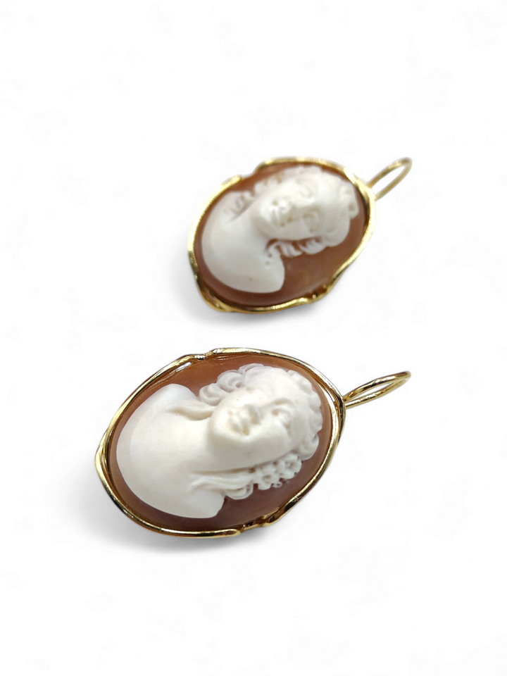 END OF COLLECTION - "goddess of love" earrings in cameo mounted on silver