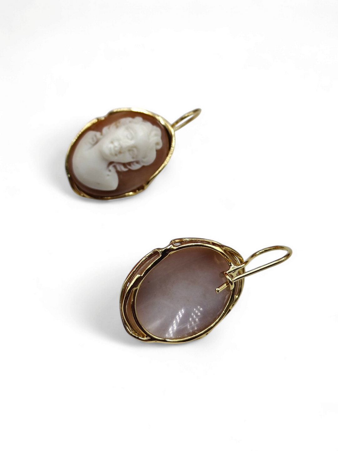 END OF COLLECTION - "goddess of love" earrings in cameo mounted on silver