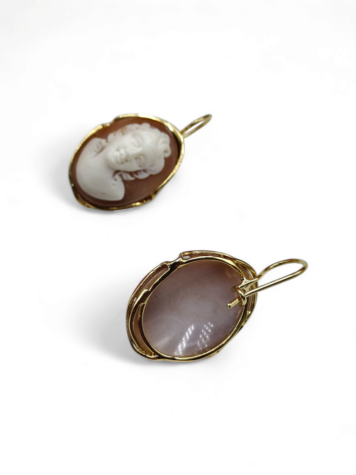 END OF COLLECTION - "goddess of love" earrings in cameo mounted on silver