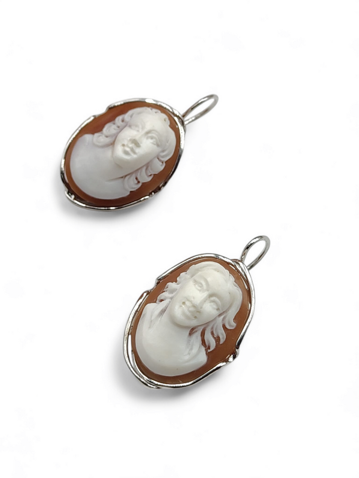 END OF COLLECTION - "goddess of love" earrings in cameo mounted on silver