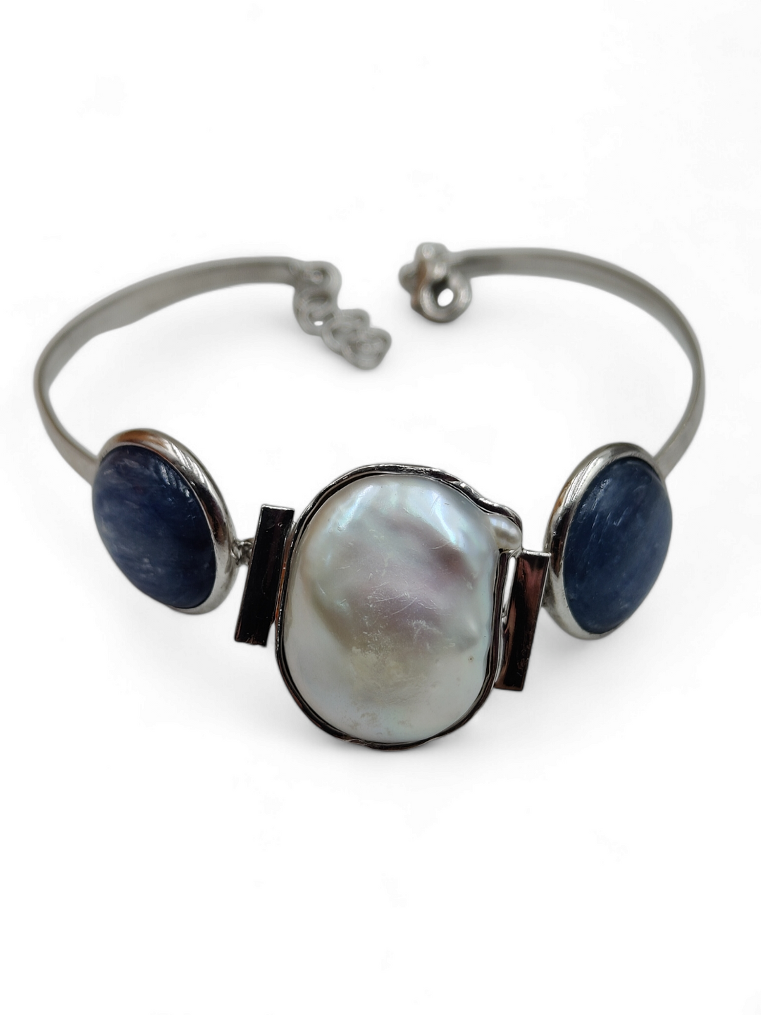 Kyanite and Scaramazza Pearl Bracelet Mounted on Silver