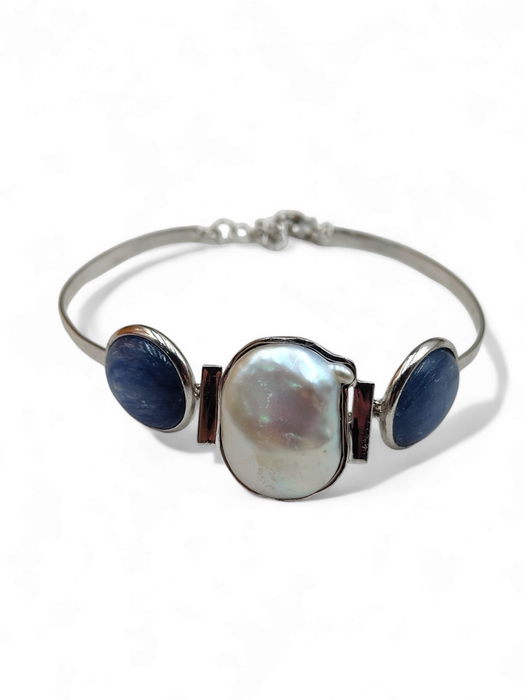 Kyanite and Scaramazza Pearl Bracelet Mounted on Silver