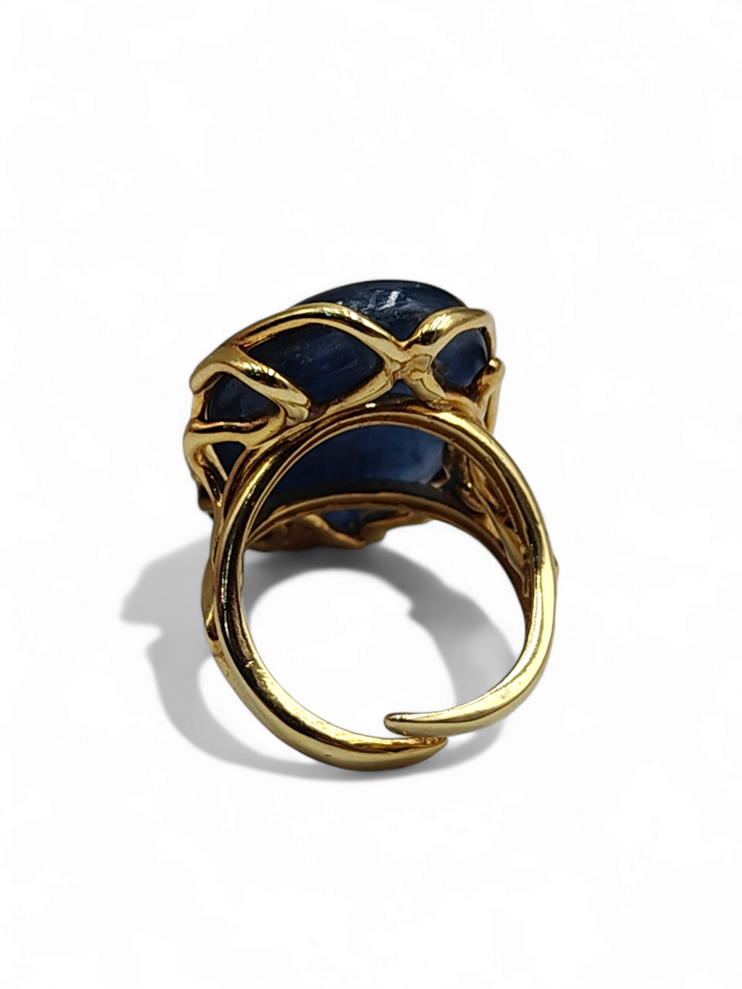 Kyanite oval ring set in gold plated silver
