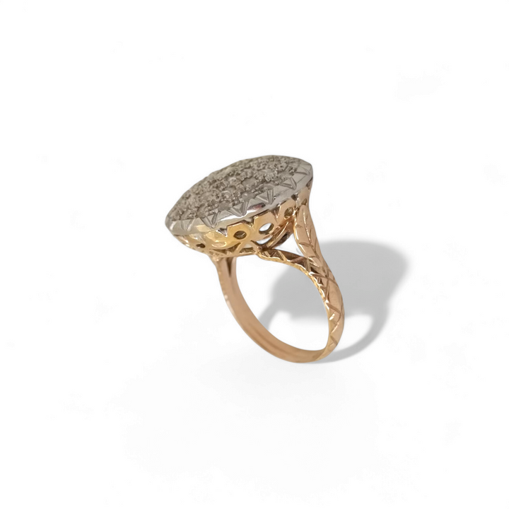 Antique silver and swarovki ring