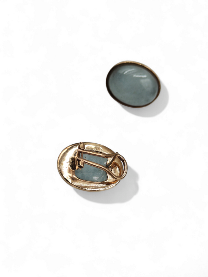 Aquamarine earrings mounted on silver