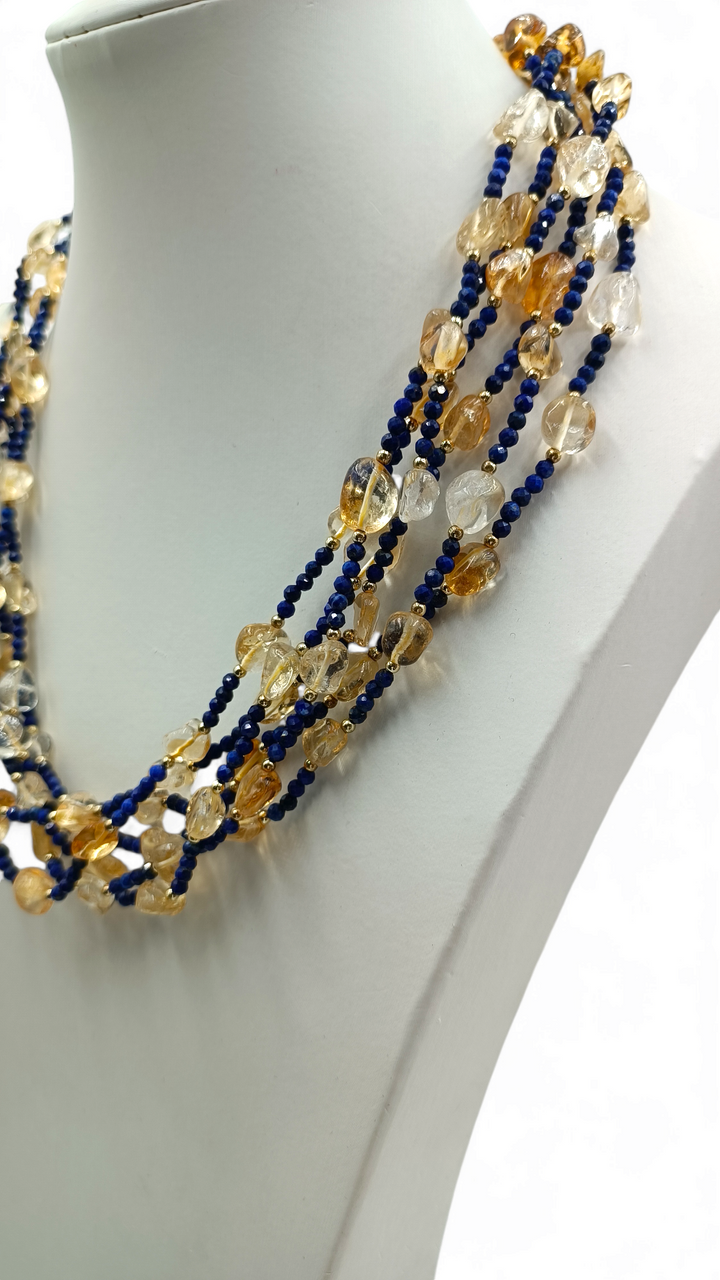 Collana lapis, citrino ed ematite montato su argento