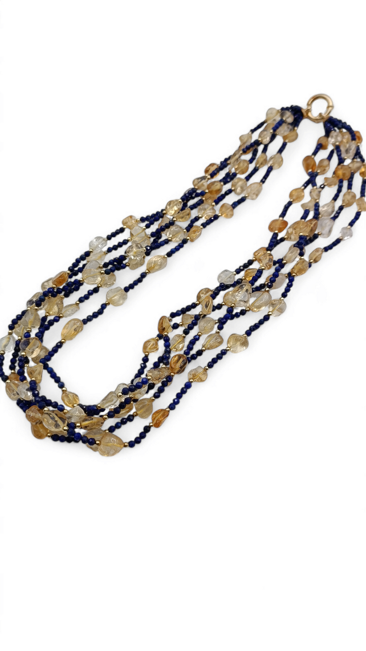 Collana lapis, citrino ed ematite montato su argento