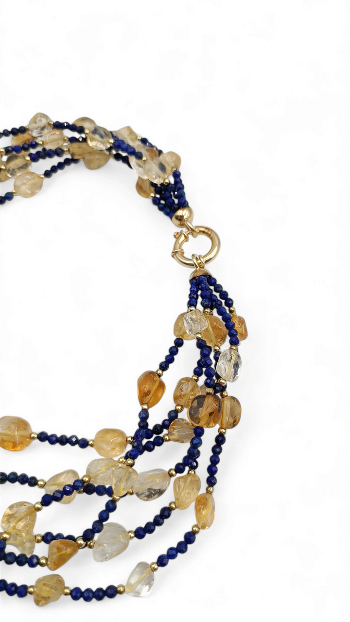Collana lapis, citrino ed ematite montato su argento