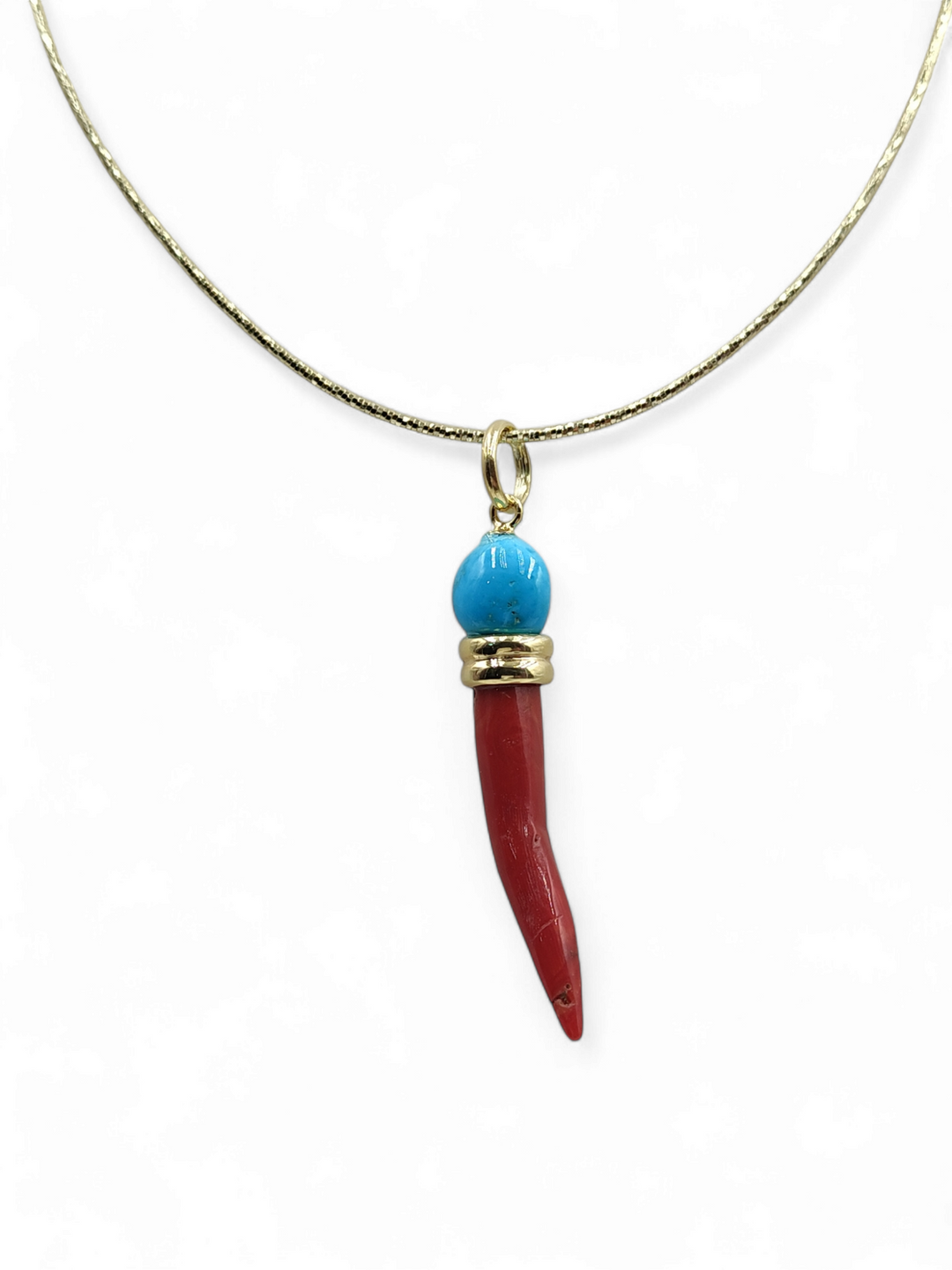 Collana cornetto rosso e turchese 