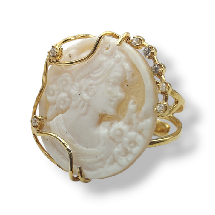 FINE COLLEZIONE - Anello "le nataline" in cammeo montato su argento