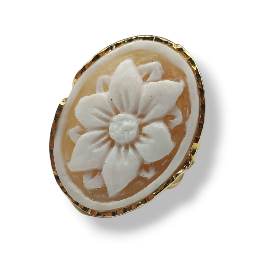END OF COLLECTION - "nataline flower ring" in cameo mounted on silver