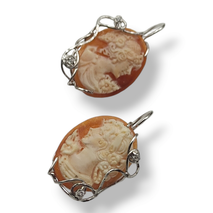 END OF COLLECTION - "nataline earrings" in cameo mounted on silver