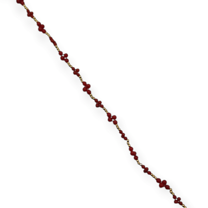 Real coral bracelet in fabric mounted on 18 kt gold