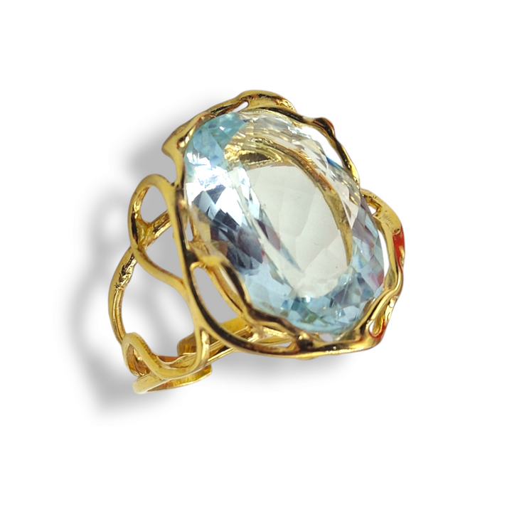 END of collection - "Topaz" aquamarine ring mounted on silver