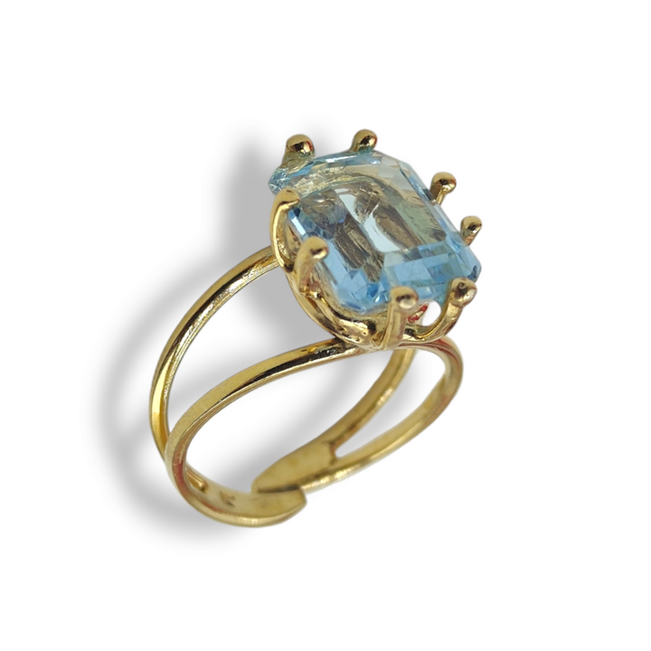 FINE COLLEZIONE - Anelli "topazio" colore acquamarina montato su argento