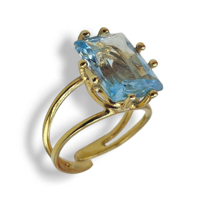FINE COLLEZIONE - Anelli "topazio" colore acquamarina montato su argento