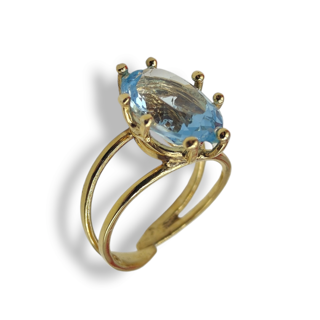 FINE COLLEZIONE - Anelli "topazio" colore acquamarina montato su argento