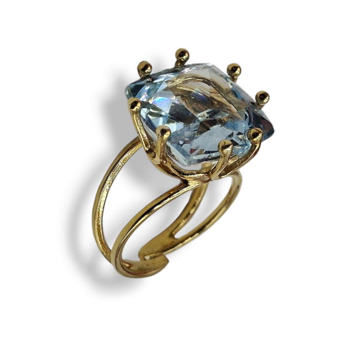 FINE COLLEZIONE - Anelli "topazio" colore acquamarina montato su argento