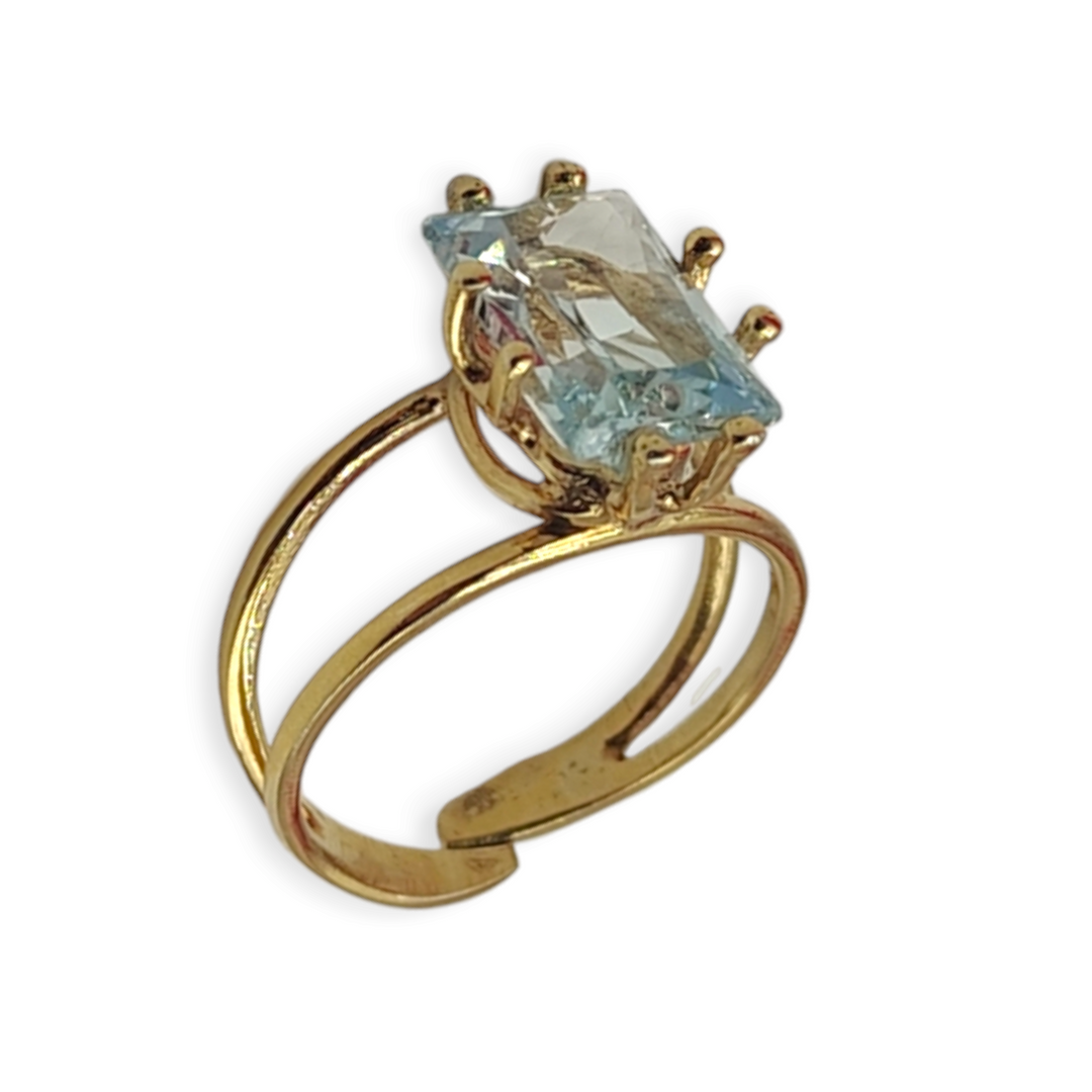 FINE COLLEZIONE - Anelli "topazio" colore acquamarina montato su argento