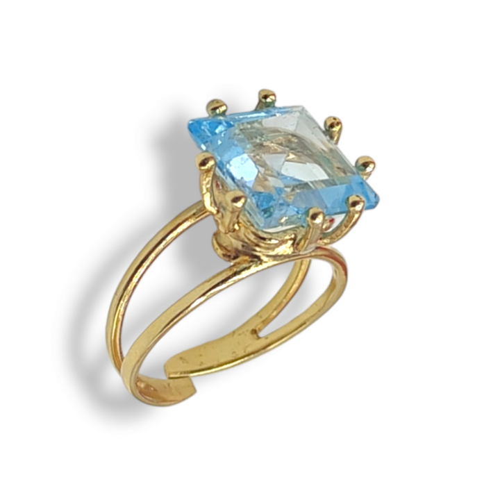 FINE COLLEZIONE - Anelli "topazio" colore acquamarina montato su argento