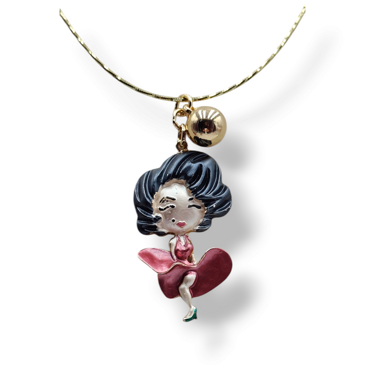 END OF COLLECTION - "Sexy lady" medallion necklace in fire-enamelled steel