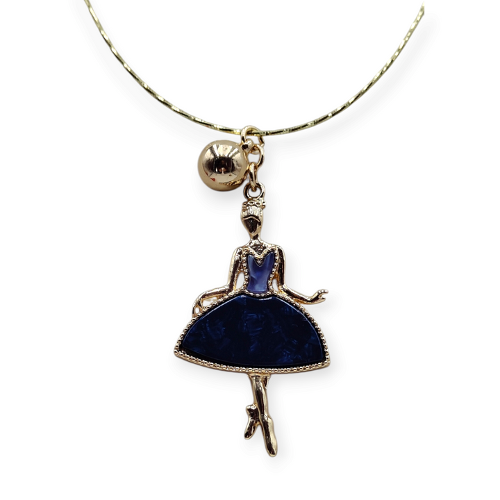 FINE COLLEZIONE - COLLANA CIONDOLO "BALLERINA" IN ACCIAIO SMALTATO (FREE NICHEL)