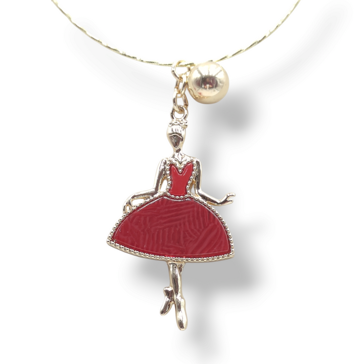 FINE COLLEZIONE - COLLANA CIONDOLO "BALLERINA" IN ACCIAIO SMALTATO (FREE NICHEL)