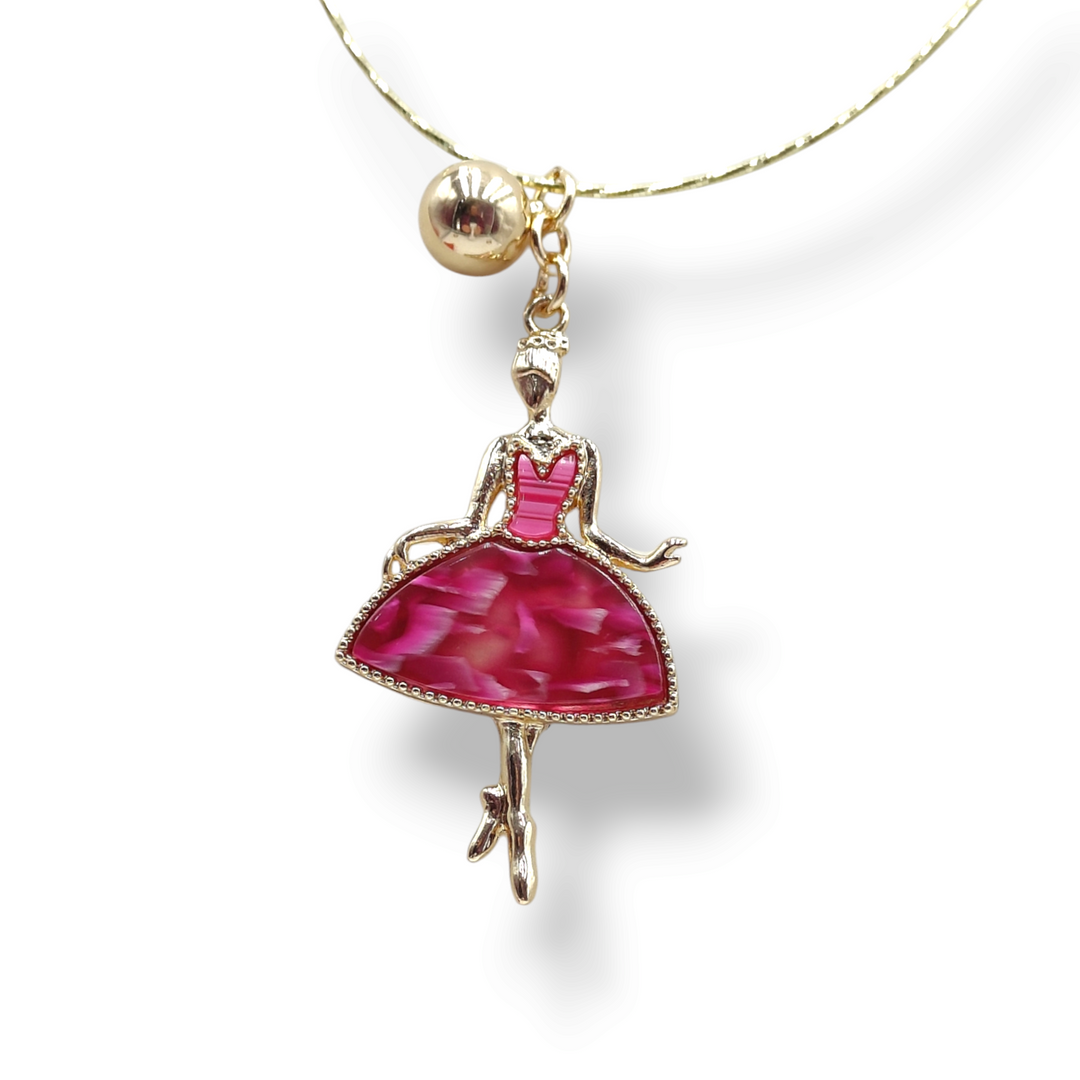 FINE COLLEZIONE - COLLANA CIONDOLO "BALLERINA" IN ACCIAIO SMALTATO (FREE NICHEL)