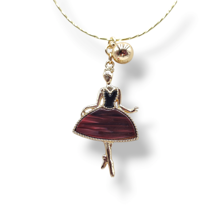 FINE COLLEZIONE - COLLANA CIONDOLO "BALLERINA" IN ACCIAIO SMALTATO (FREE NICHEL)