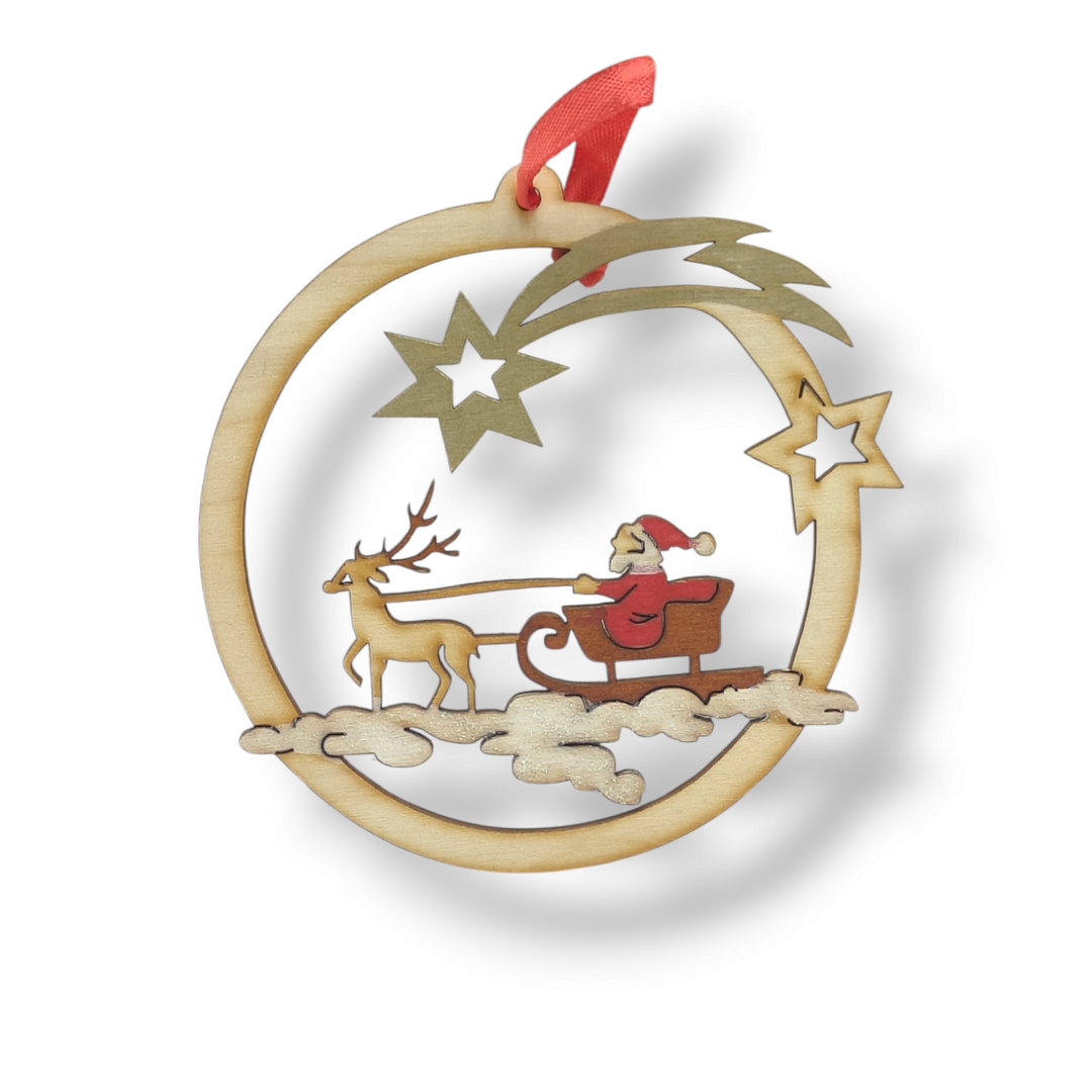 Decorazioni natalizie, charms di legno per albero di natale