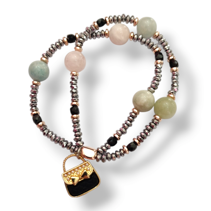 END OF COLLECTION - Beaded and agate bag bracelet