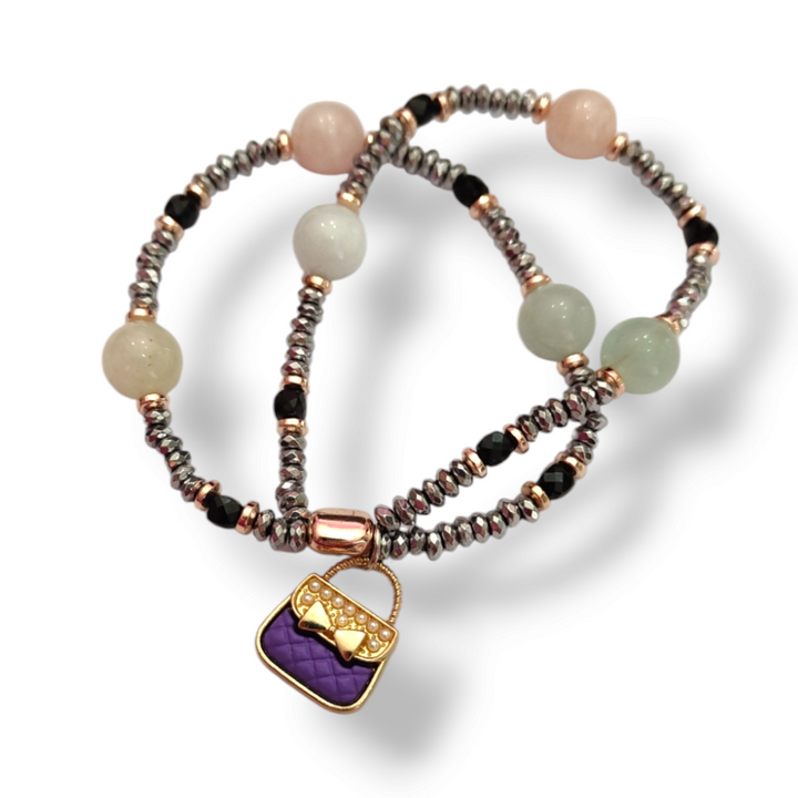 END OF COLLECTION - Beaded and agate bag bracelet