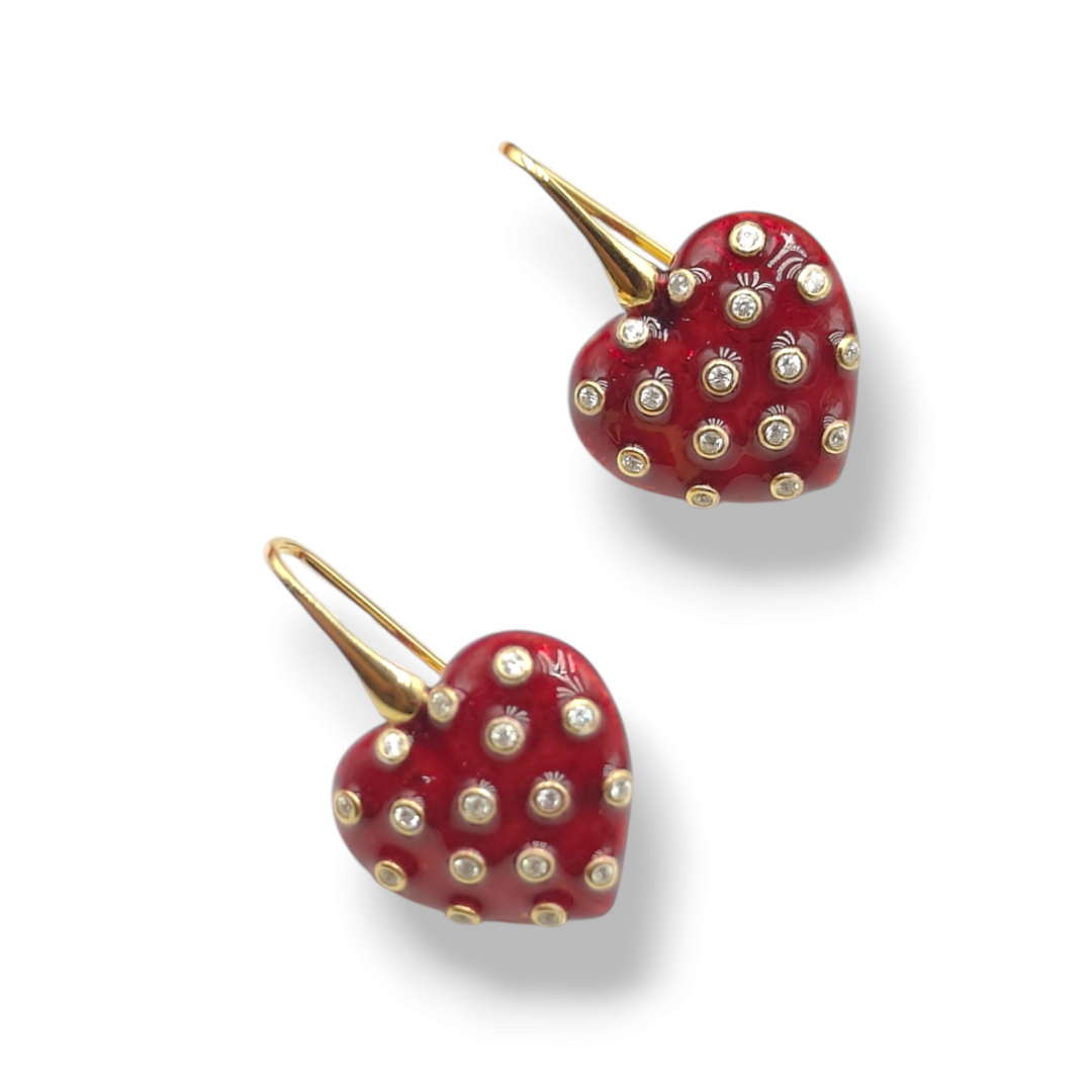 LOVE LINE - ENAMELED HEART EARRINGS