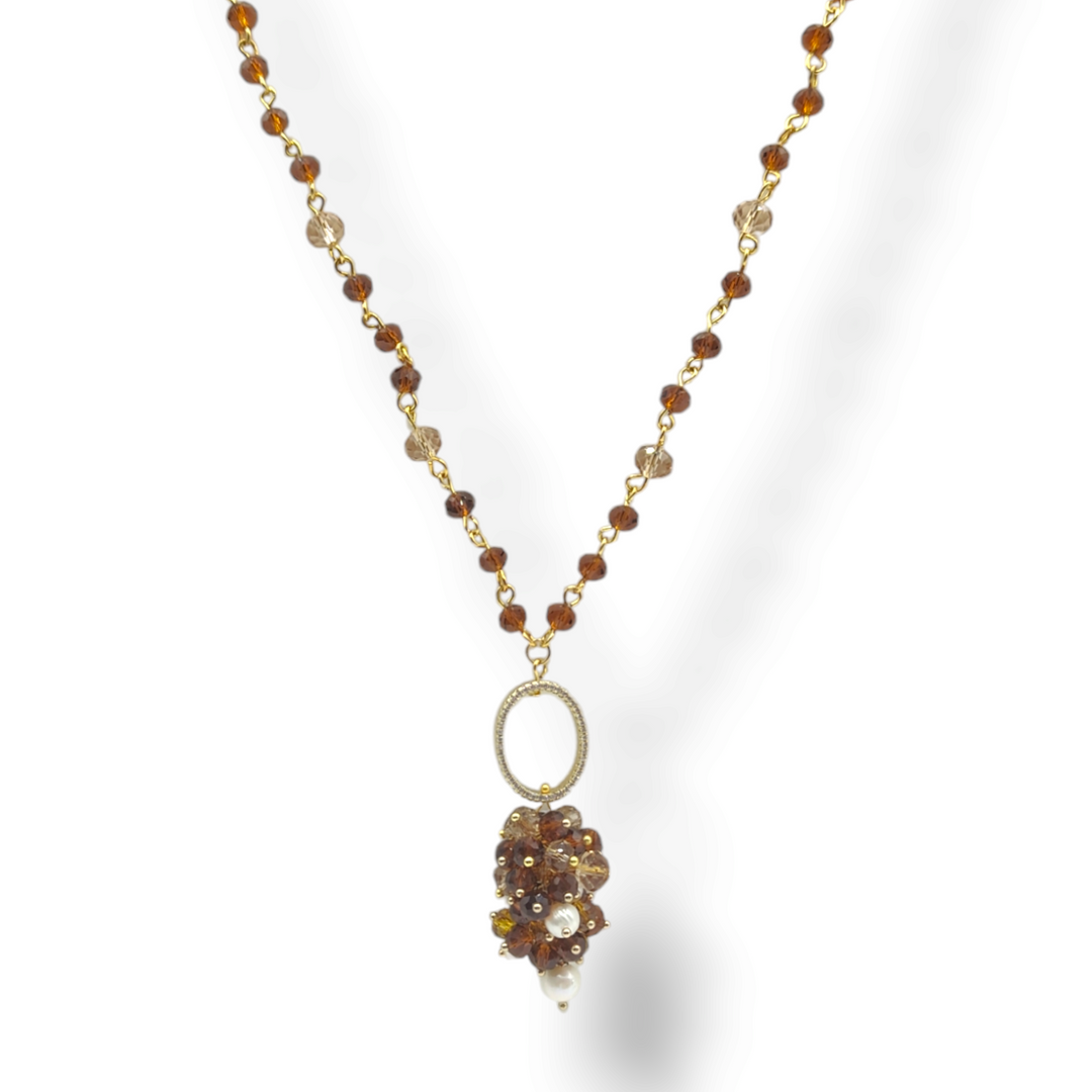 END OF COLLECTION - CRYSTAL AND PEARL NECKLACE